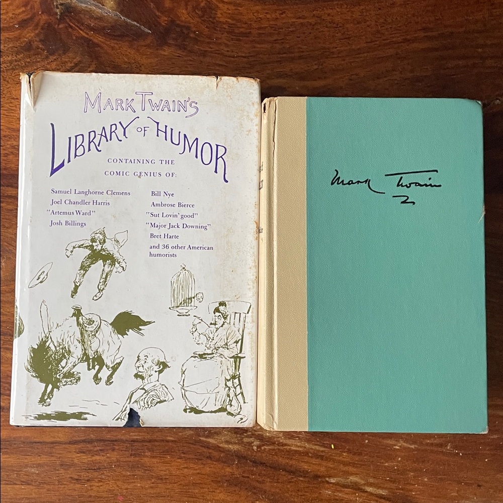 2 Mark Twain Vintage Hardcover Books - Library of Humor & Complete Short Stories